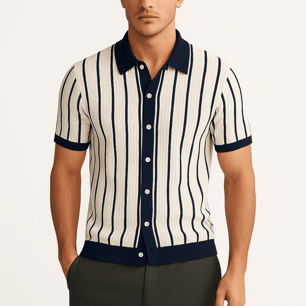 Men’s Striped Knit Polo Shirt
