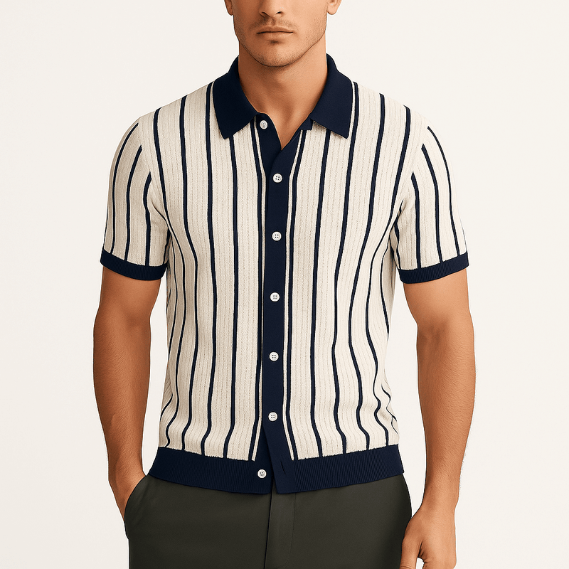 Men’s Striped Knit Polo Shirt
