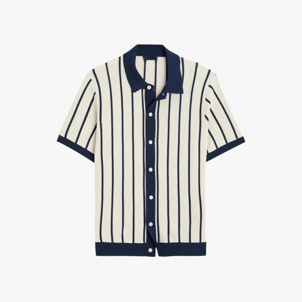 Men’s Striped Knit Polo Shirt