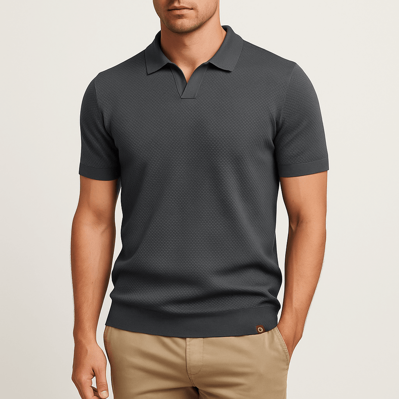Men’s Textured Knit Polo Shirt