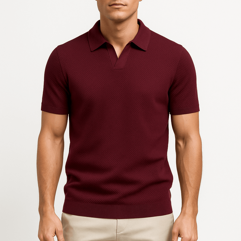 Men’s Textured Knit Polo Shirt